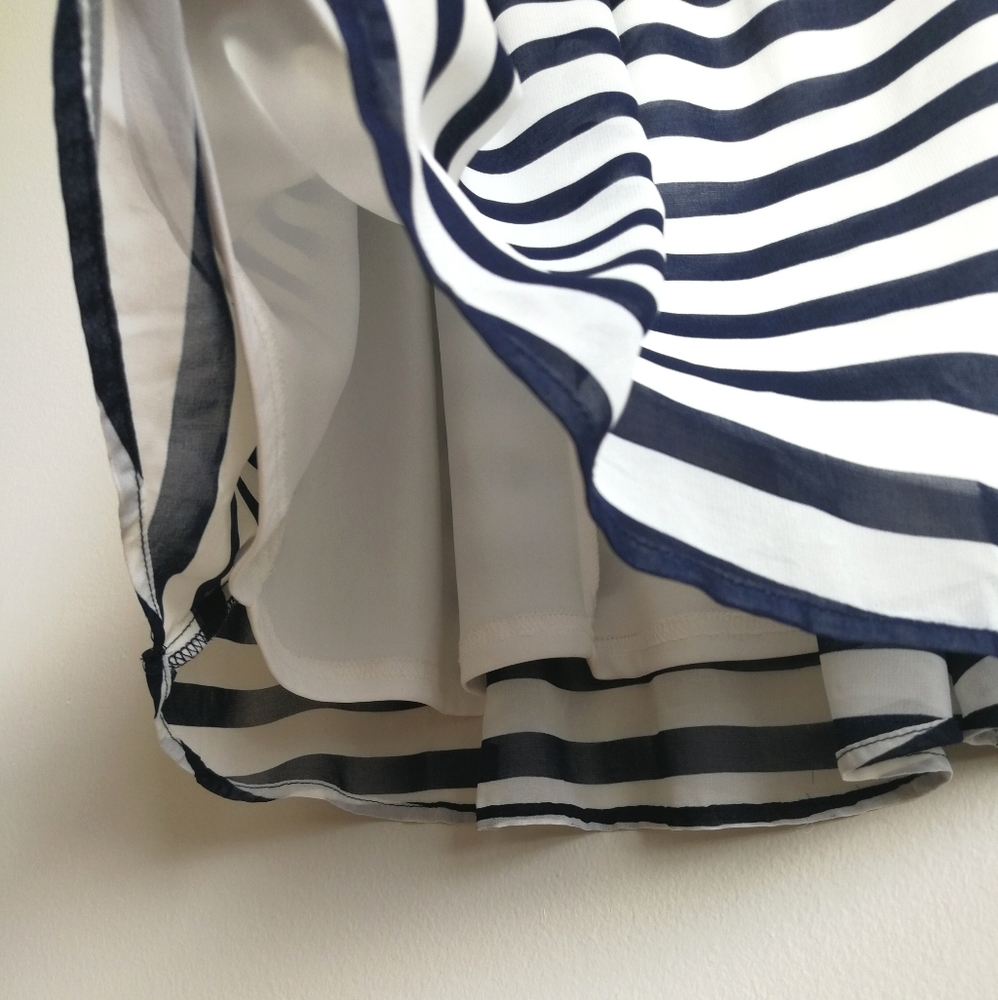 WINDSOR Navy & White Striped Plunge Neck Dress - Picture 9 of 10